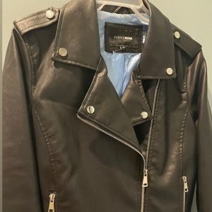 Black Faux Leather Moto Jacket XL